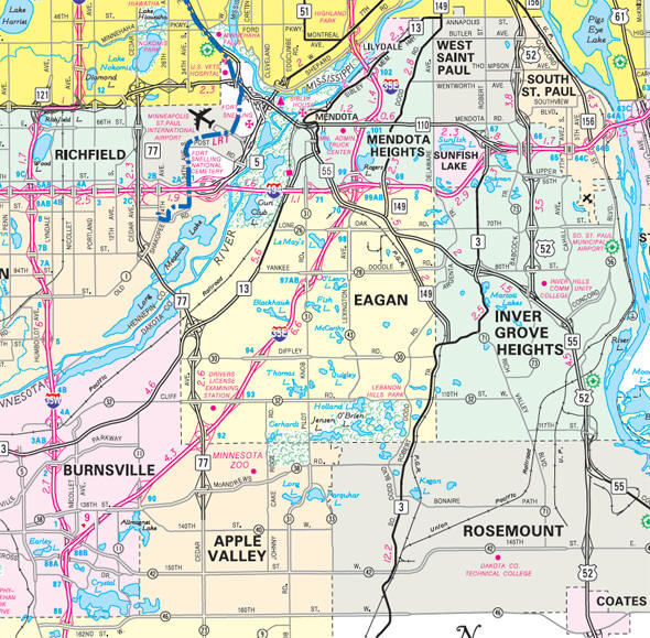 Minnesota State Highway Map of the Eagan Minnesota area 