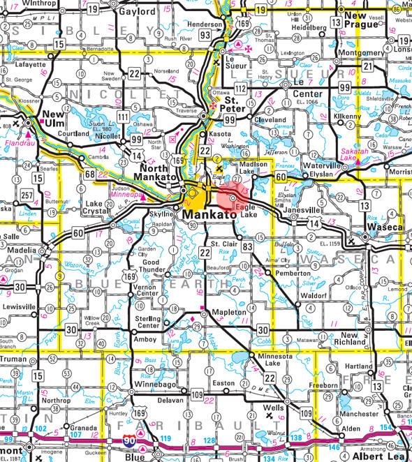 Minnesota State Highway Map of the Eagle Lake Minnesota area 