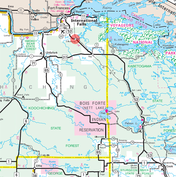 Minnesota State Highway Map of the Ericsburg Minnesota area