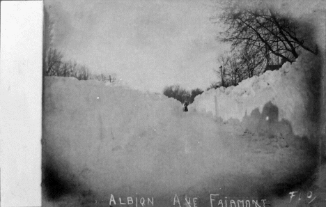 Winter scene, Albion Avenue, Fairmont Minnesota, 1910's
