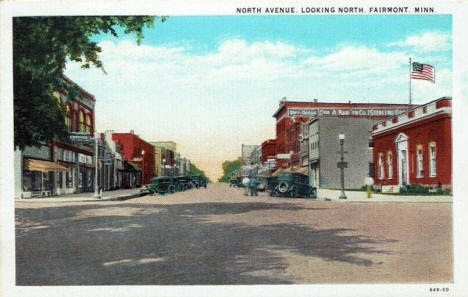 North Avenue looking north, Fairmont Minnesota, 1930