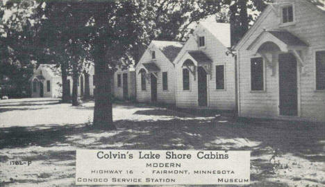 Colvin's Lake Shore Cabins, Fairmont Minnesota, 1940's