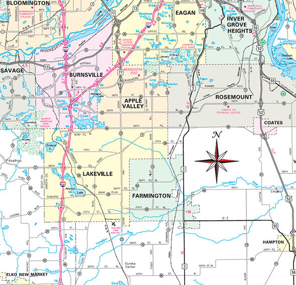 Minnesota State Highway Map of the Farmington Minnesota area 
