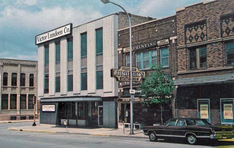 Street scene (former Orpheum Theatre at right), Fergus Falls Minnesota, 1970's