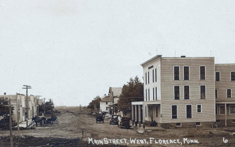 Main Street West, Florence Minnesota, 1910's