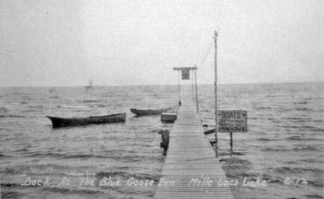 Dock at the Blue Goose Inn on Mille Lacs Lake, Garrison Minnesota, 1929