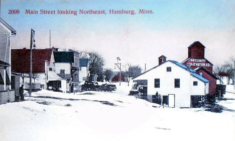 Main Street looking northeast, Hamburg Minnesota, 1910's