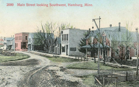 Main Street looking southwest, Hamburg Minnesota, 1910's