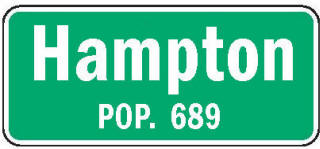 Hampton Minnesota population sign