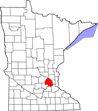 Map of Minnesota highlighting Hennepin County