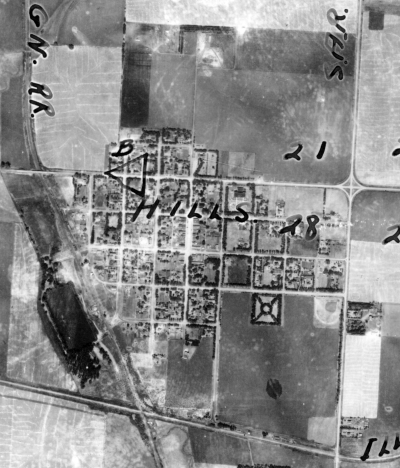 Aerial photo, Hills Minnesota, 1936