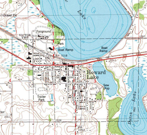 Topographic map, Howard Lake Minnesota, 1982
