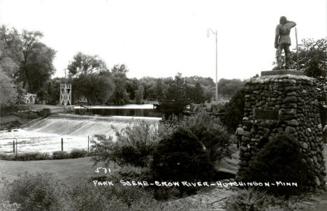 Park scene along the Crow River, Hutchinson Minnesota, 1950's