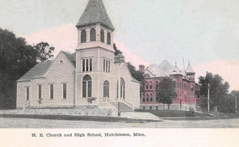 Methodist Episcopal Church and High School, Hutchinson Minnesota, 1908