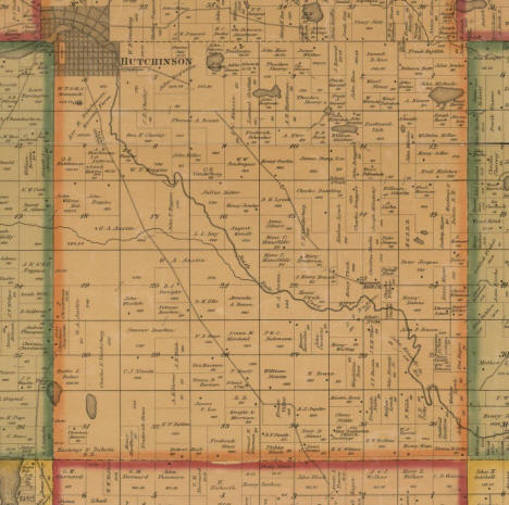 Plat map of Hutchinson Township (southern half), McLeod County, Minnesota, 1880