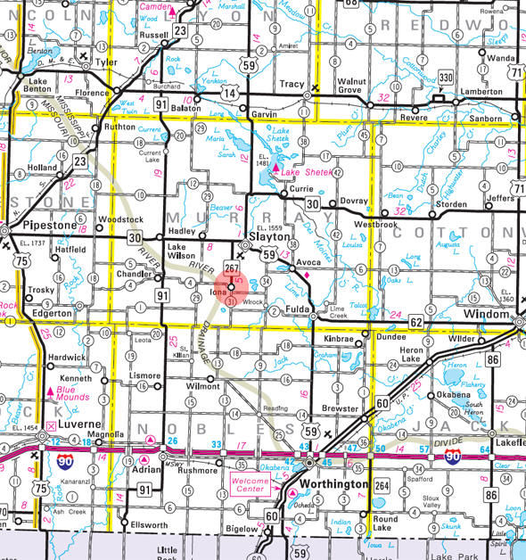 Minnesota State Highway Map of the Iona Minnesota area