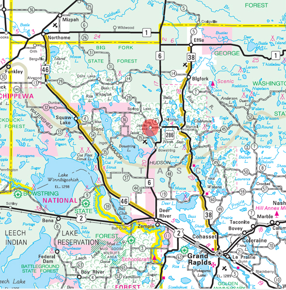 Minnesota State Highway Map of the Jessie Lake Minnesota area