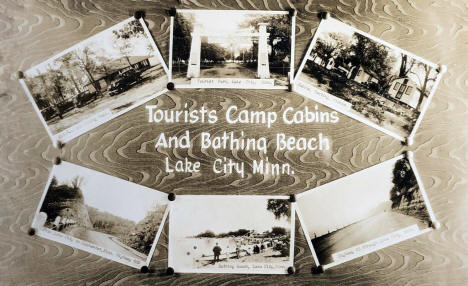 Tourist Camp Cabins and Bathing Beach, Lake City Minnesota, 1930's