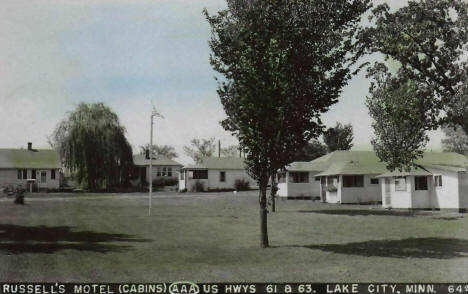 Russell's Motel Cabins, Lake City Minnesota, 1940's