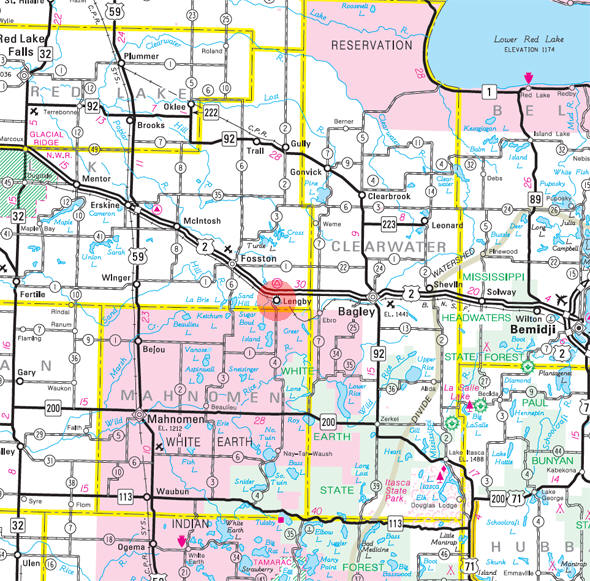 Minnesota State Highway Map of the Lengby Minnesota area 