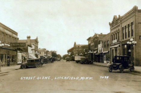 Street scene, Litchfield Minnesota, 1920's