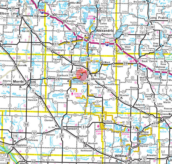 Minnesota State Highway Map of the Long Beach Minnesota area 