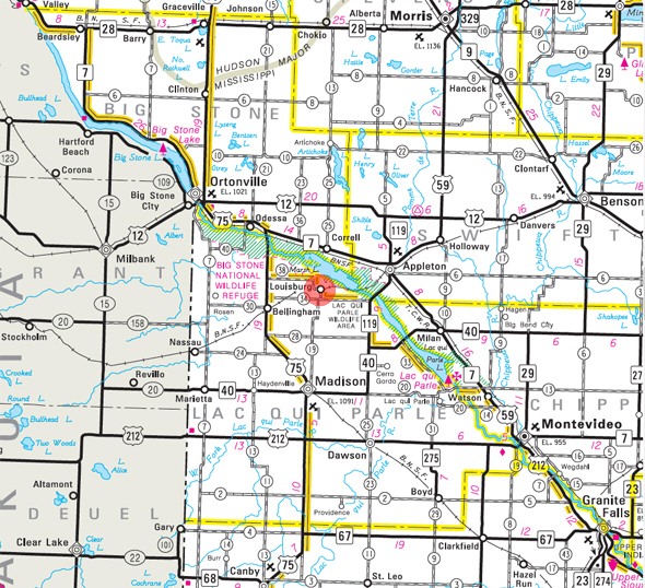 Minnesota State Highway Map of the Louisburg Minnesota area 