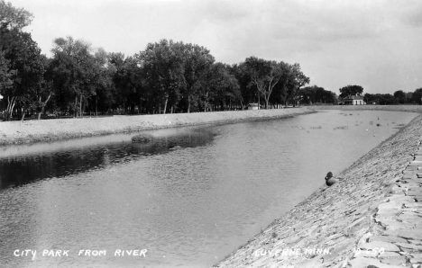 City Park from River, Luverne Minnesota, 1940's
