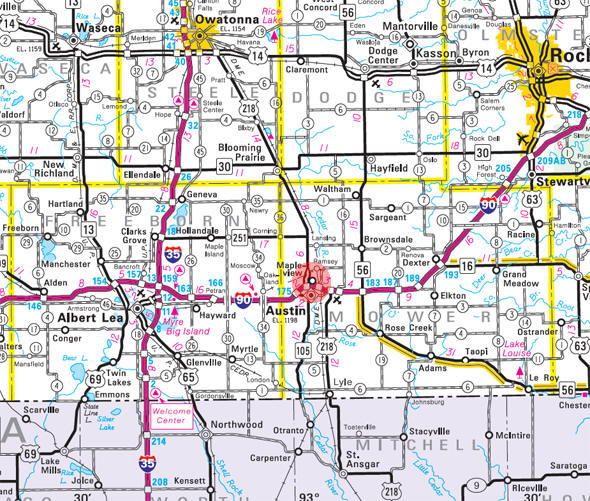 Minnesota State Highway Map of the Mapleview Minnesota area