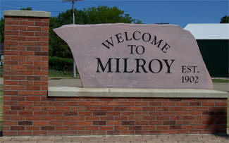 Welcome sign, Milroy Minnesota