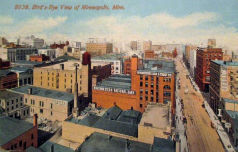 Birds eye view of Minneapolis Minnesota, 1913