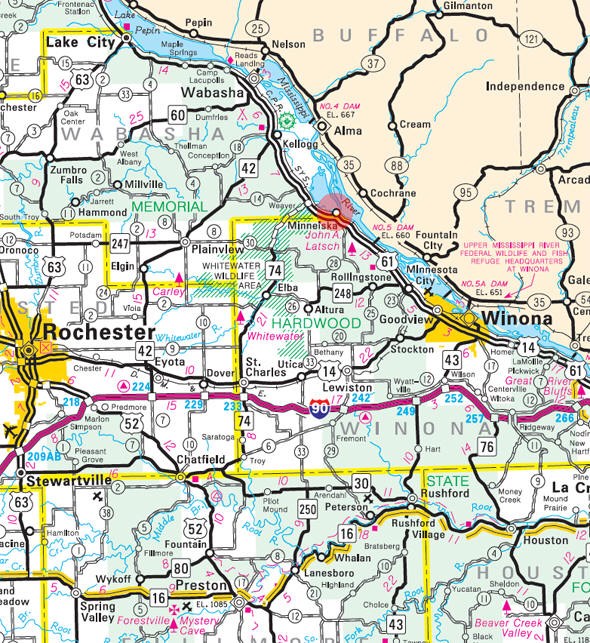Minnesota State Highway Map of the Minneiska Minnesota area 