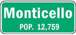 Population sign, Monticello Minnesota