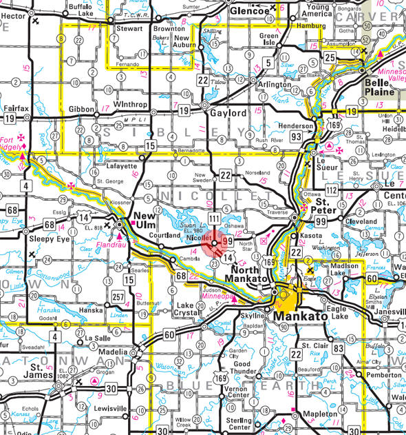 Minnesota State Highway Map of the Nicollet Minnesota area