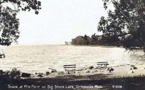 Scene at Mile Park on Big Stone Lake, Ortonville Minnesota, 1930's