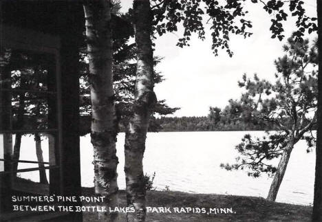 Summer's Pine Point, between the Bottle Lakes, PArk Rapids Minnesota, 1950's