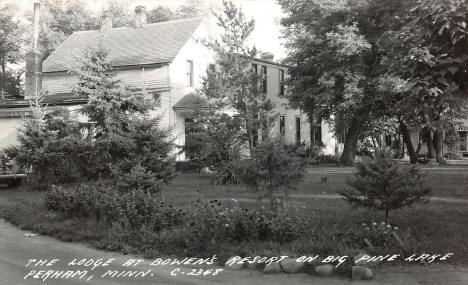 The Lodge at Bowen's Resort on Big Pine Lake, Perham Minnesota, 1940's