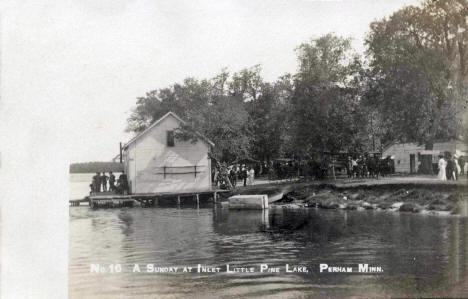 A Sunday at the Inlet, Little Pine Lake, Perham Minnesota, 1910's