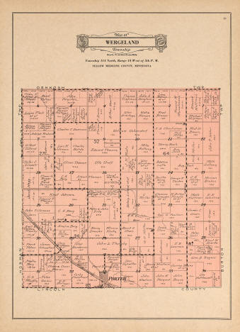 Plat map of Wergeland Township in Yellow Medicine County Minnesota, 1929