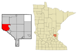 Location of the city of Ramsey within Anoka County, Minnesota