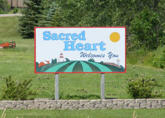 Welcome sign, Sacred Heart Minnesota