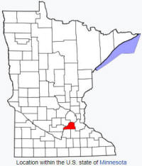 Map of Minnesota highlighting Scott County