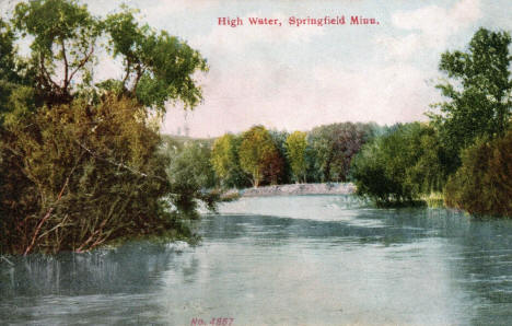 High Water on the Cottonwood River, Springfield Minnesota, 1908