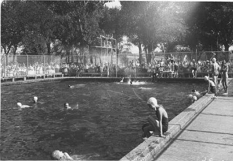 Swimmers enjoying the pool at Springfield Minnesota, 1940