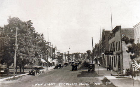 Main Street, St. Charles Minnesota, 1910's
