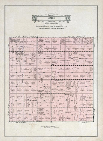 Plat map of Omro Twonship in Yellow Medicine County Minnesota, 1929