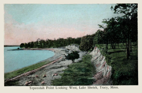 Tepeeotah Point looking west, Lake Shetek, Tracy Minnesota, 1910