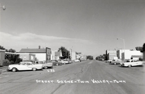 Street scene, Twin Valley Minnesota, 1950's
