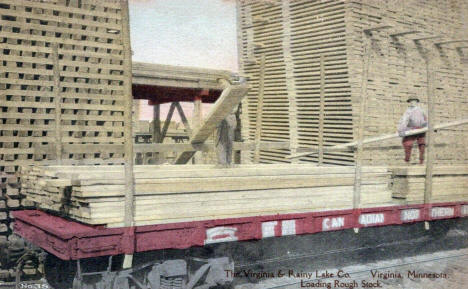 Loading Rough Stock, The Virginia & Rainy Lake Company, Virginia Minnesota, 1910's