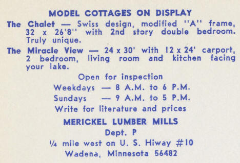 Model cottages on display, Merickel Lumber, Wadena Minnesota, 1960's